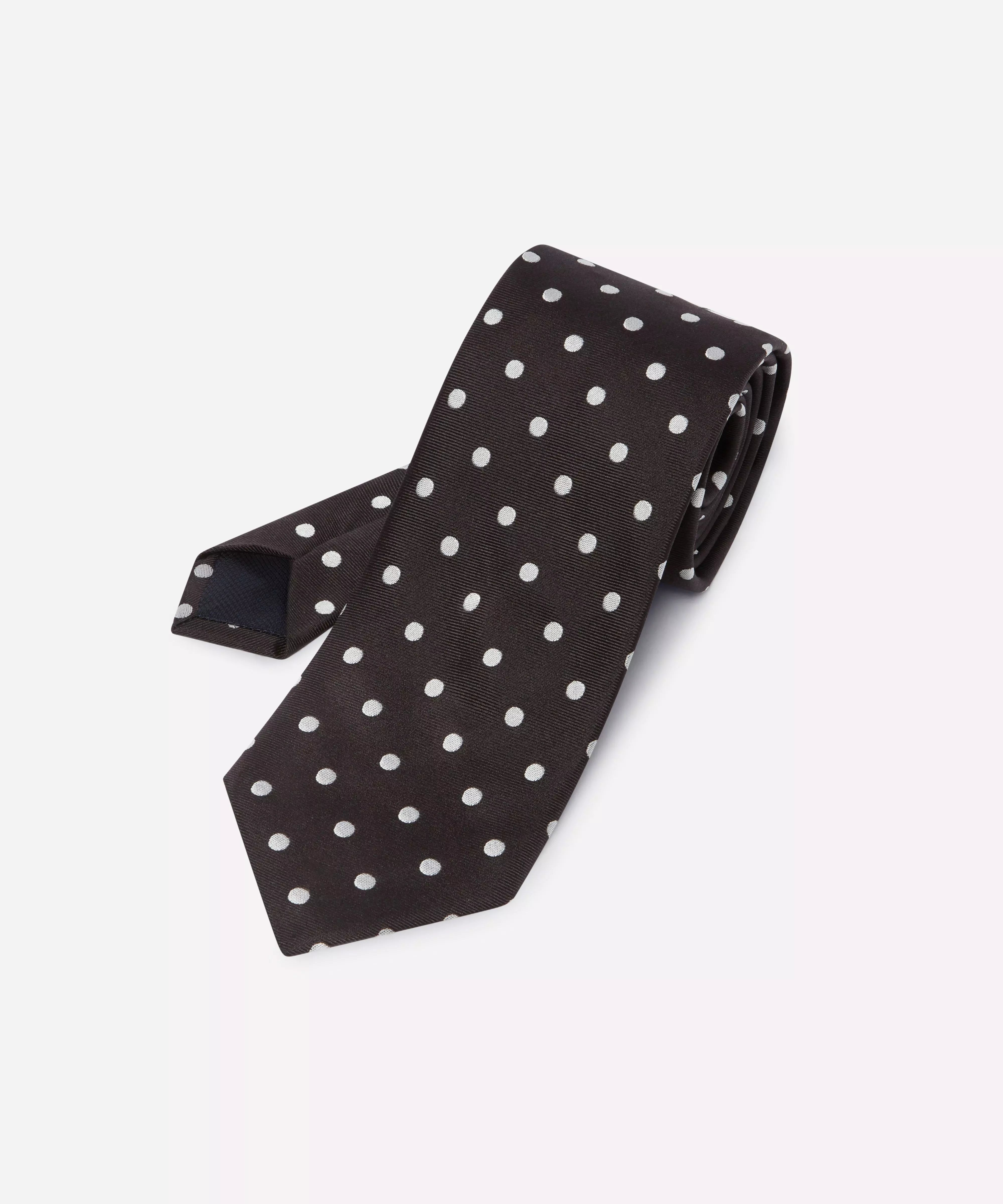 Black & White Polka Dot Silk Woven Tie – Thomas Pink