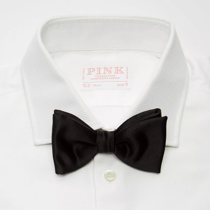 Black Silk Satin Bow Tie