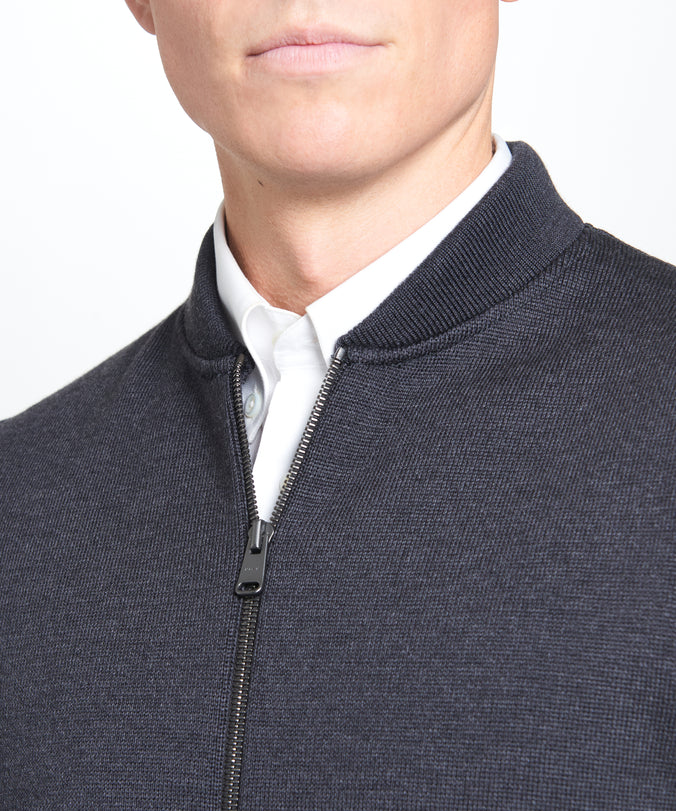 Grey Knitted Merino Wool Zipper Vest