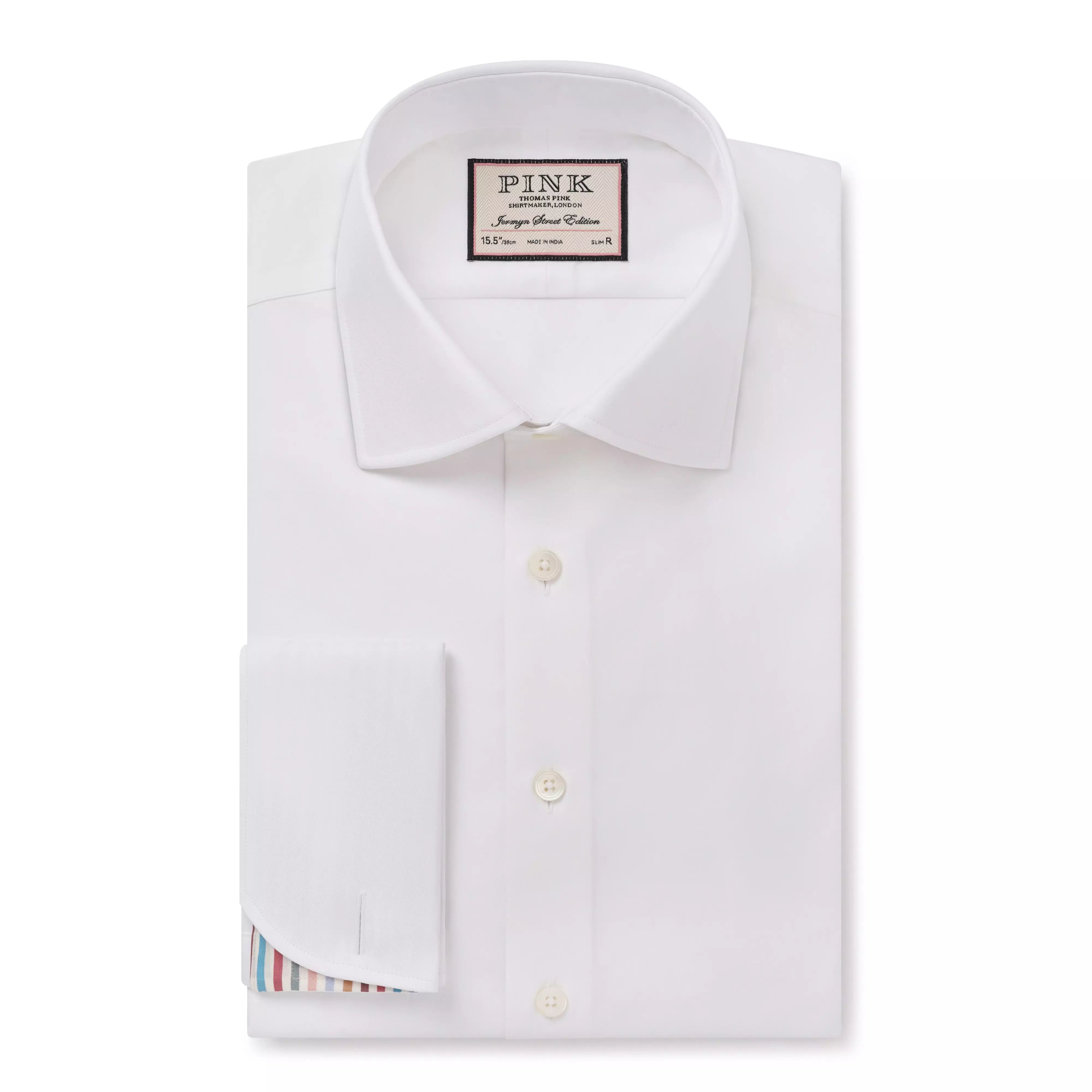 White Slim Fit Plain Dress Shirt with Stripe – Thomas Pink