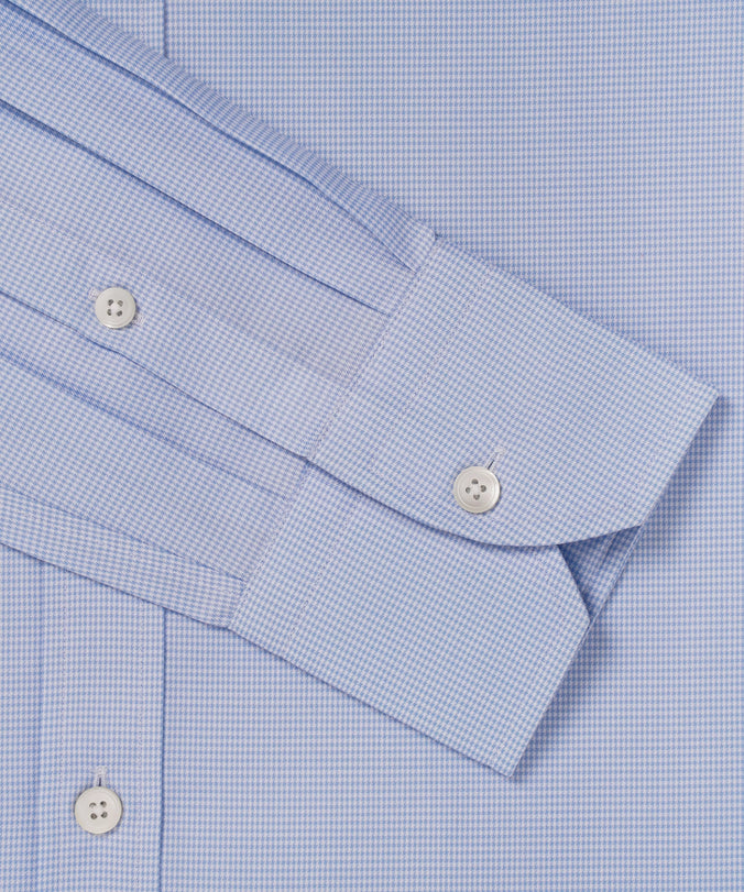 Blue & White Slim Fit Micro Puppytooth Dress Shirt