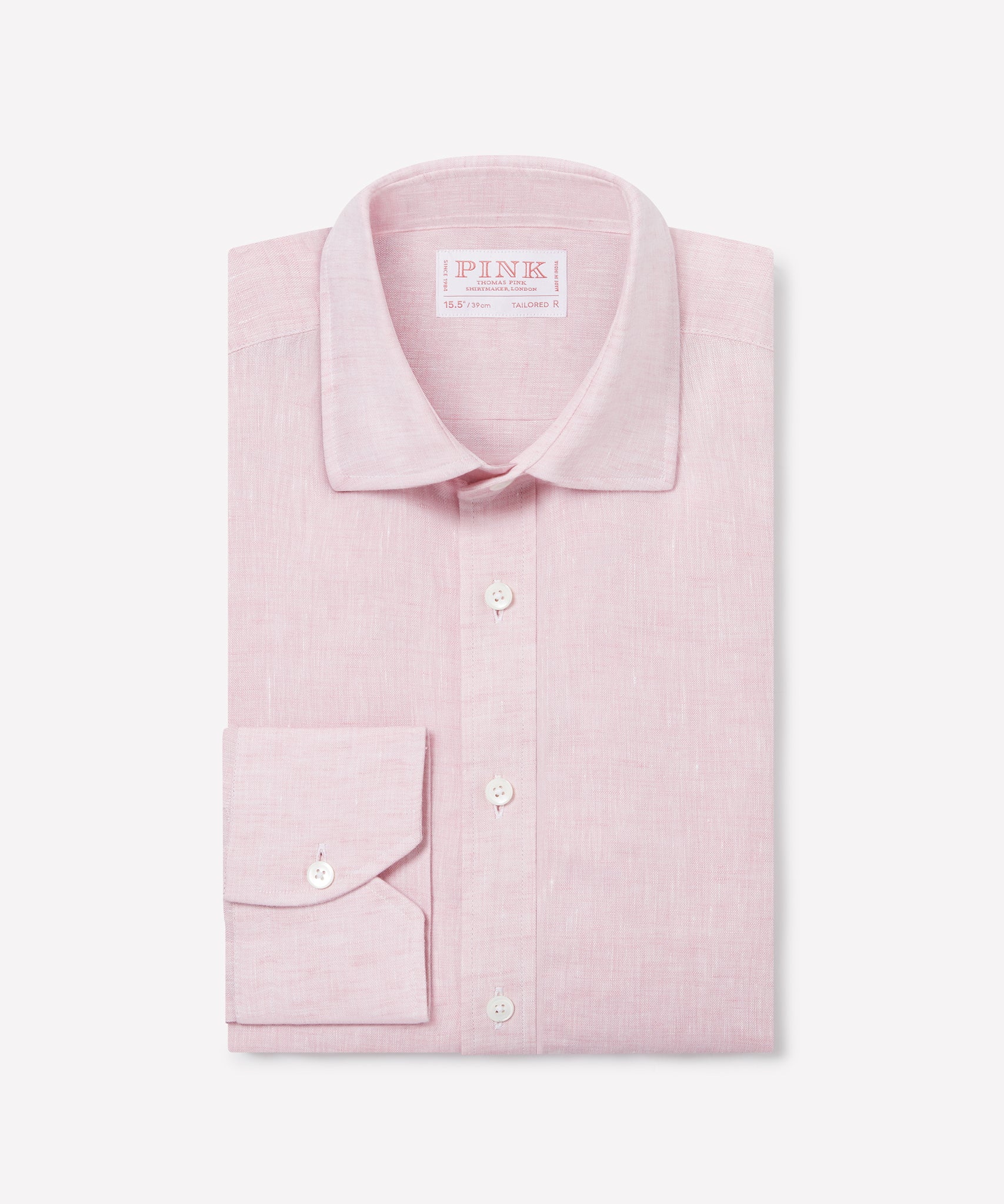 light pink dress shirt Pale Pink Tailored Fit Essential Linen Formal Shirt