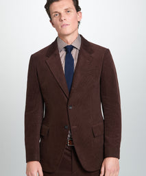 Deep Brown Classic Fit Unstructured Cord Jacket