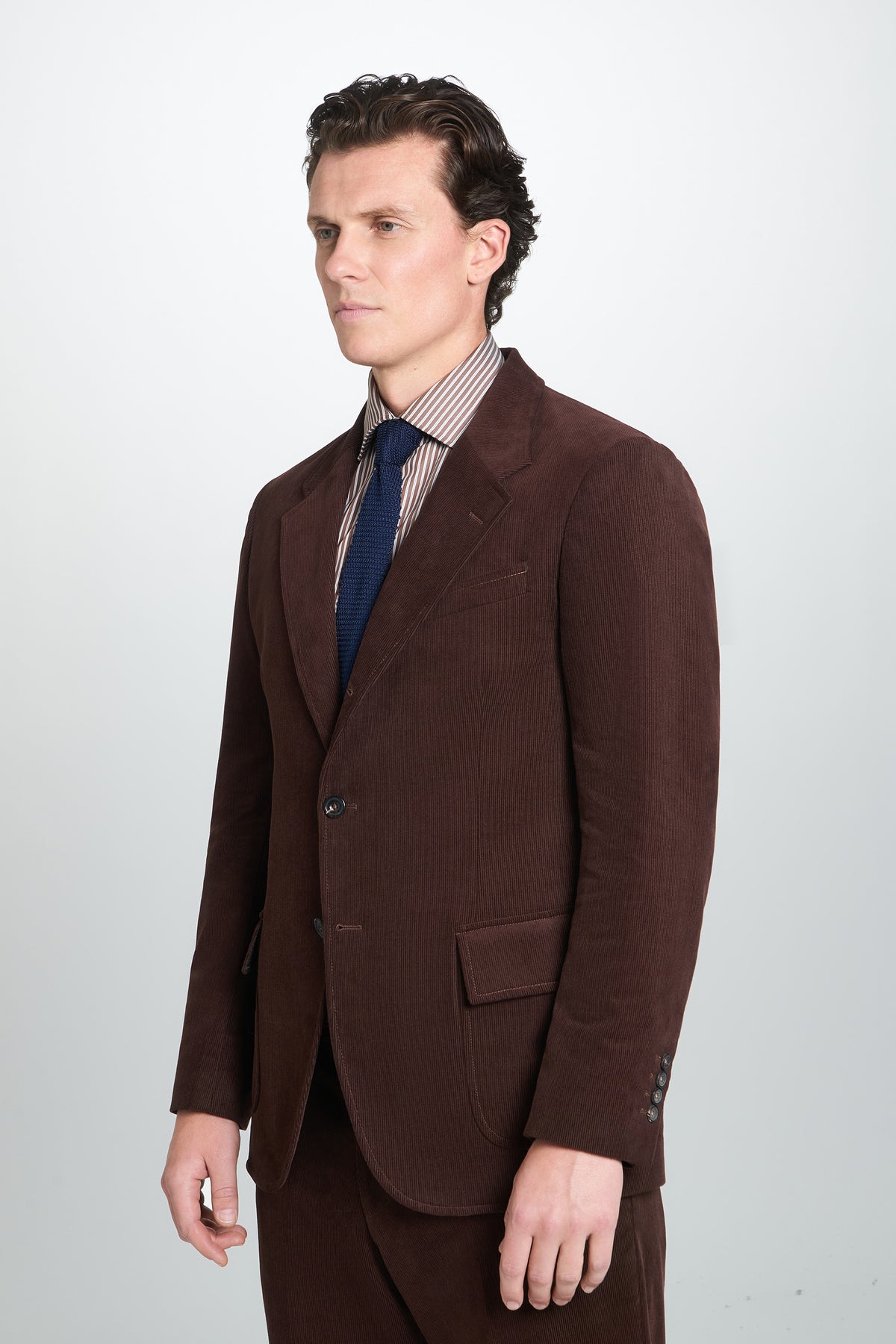 Deep Brown Classic Fit Unstructured Cord Jacket