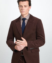 Deep Brown Classic Fit Unstructured Cord Jacket