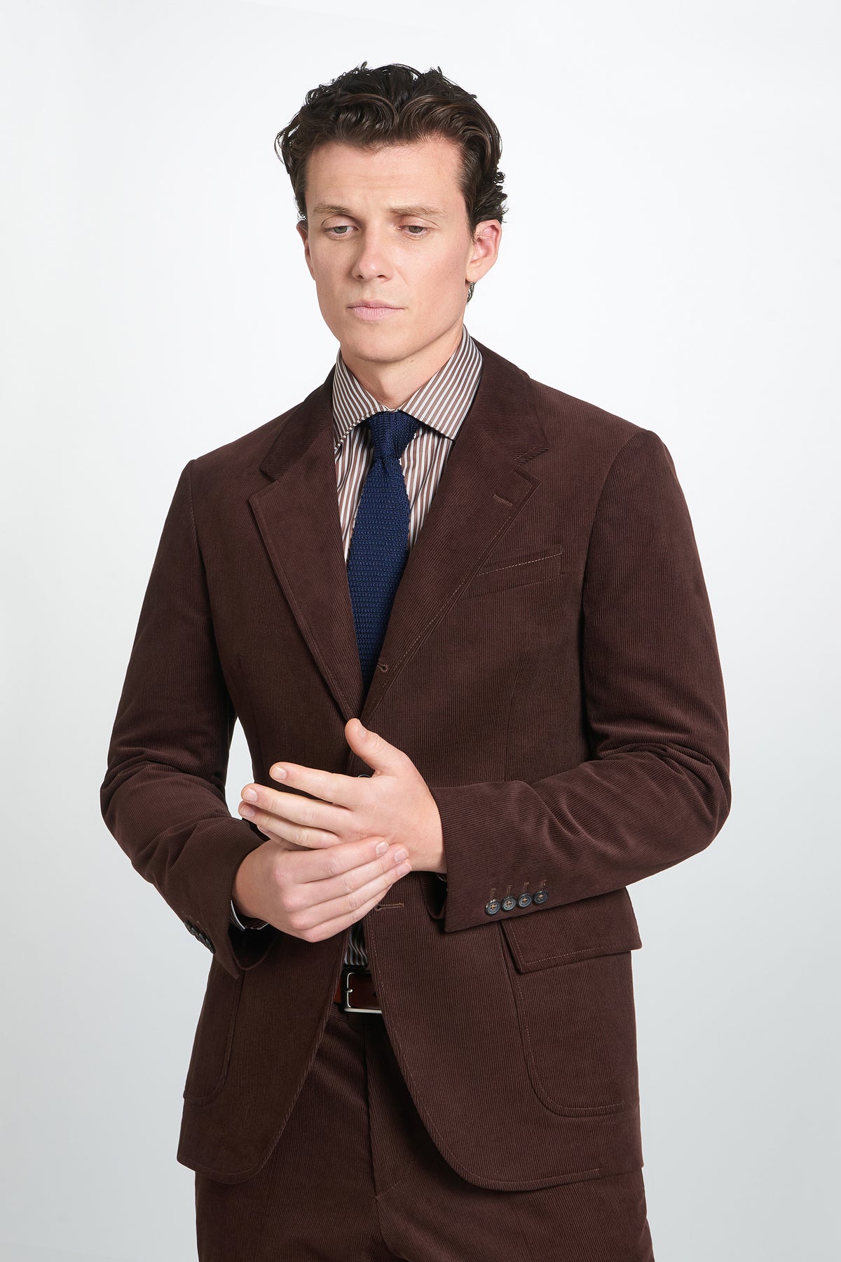 Deep Brown Classic Fit Unstructured Cord Jacket