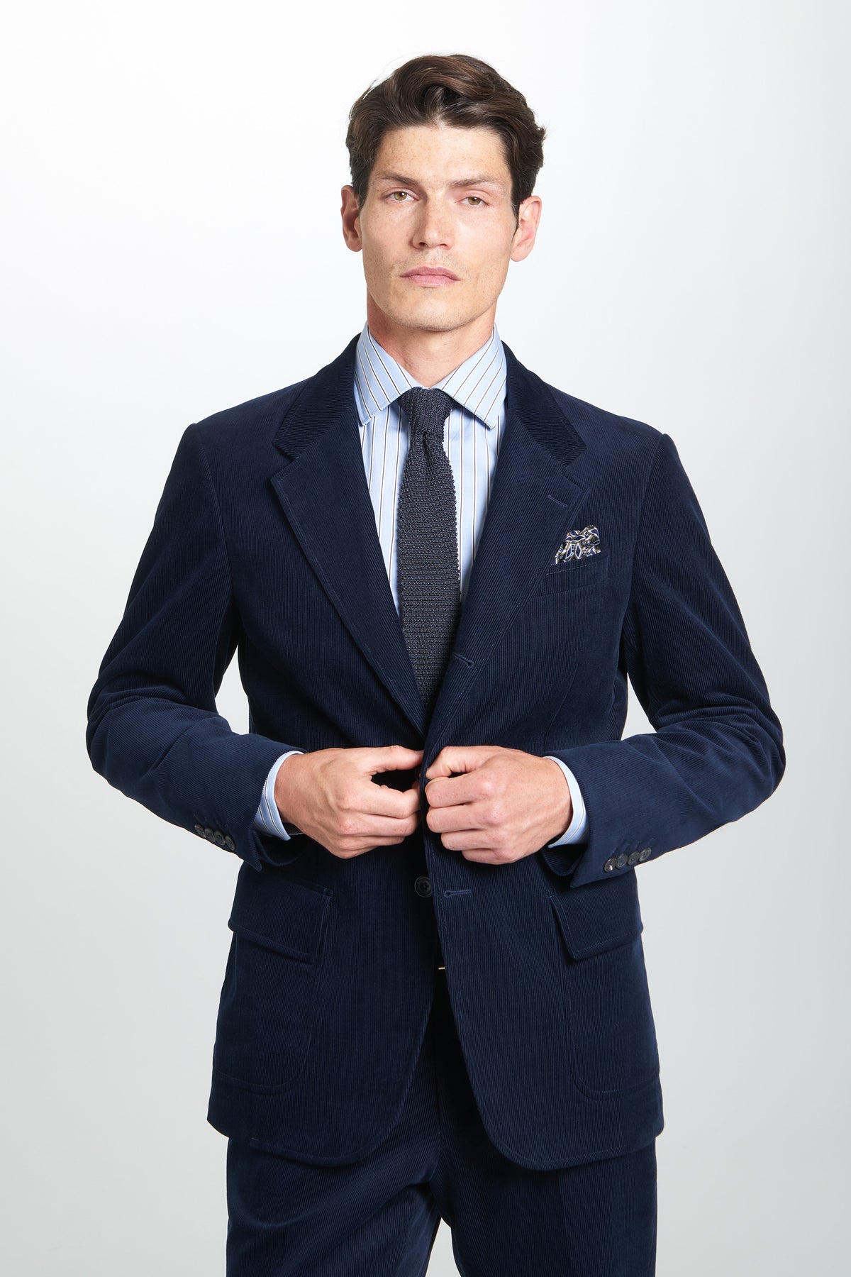 Navy Classic Fit Unstructured Cord Jacket