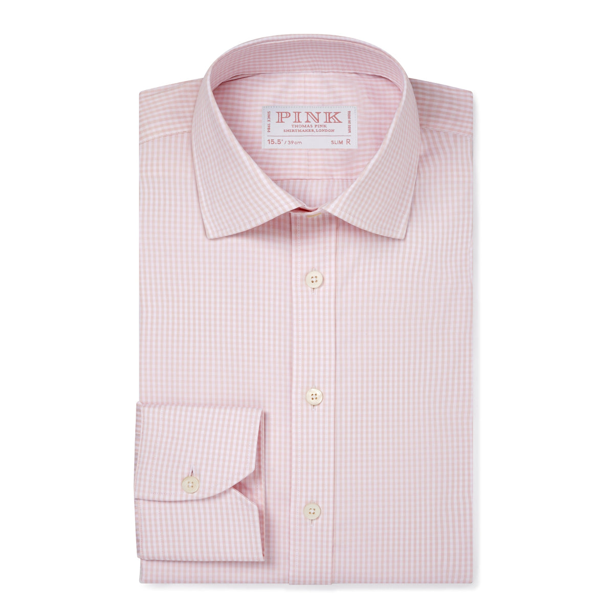 Pale Pink & White Slim Fit Essential Gingham Formal Shirt