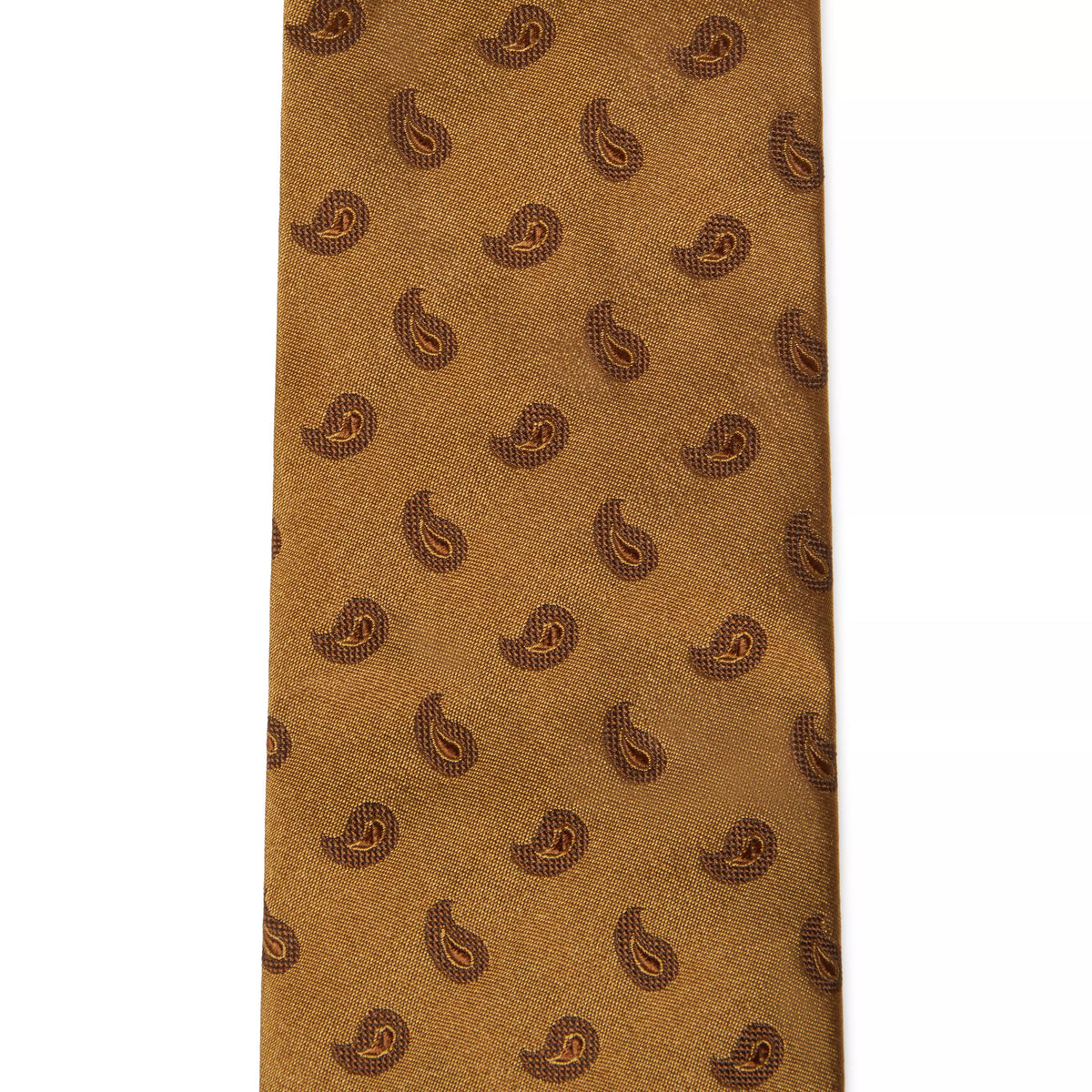 Mustard Yellow Paisley Motif Silk Woven Tie