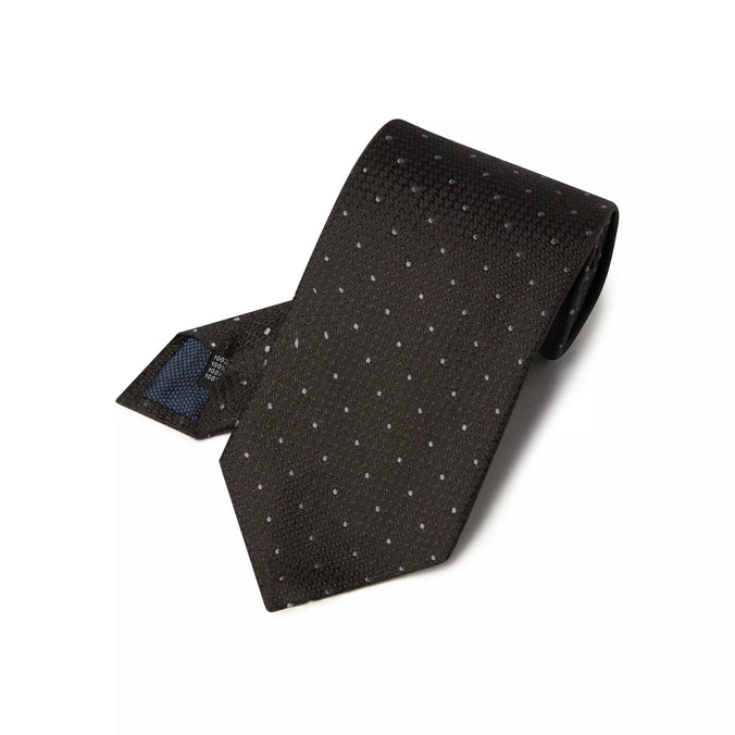 Black & Grey Pin Dot Textured Silk Woven Tie