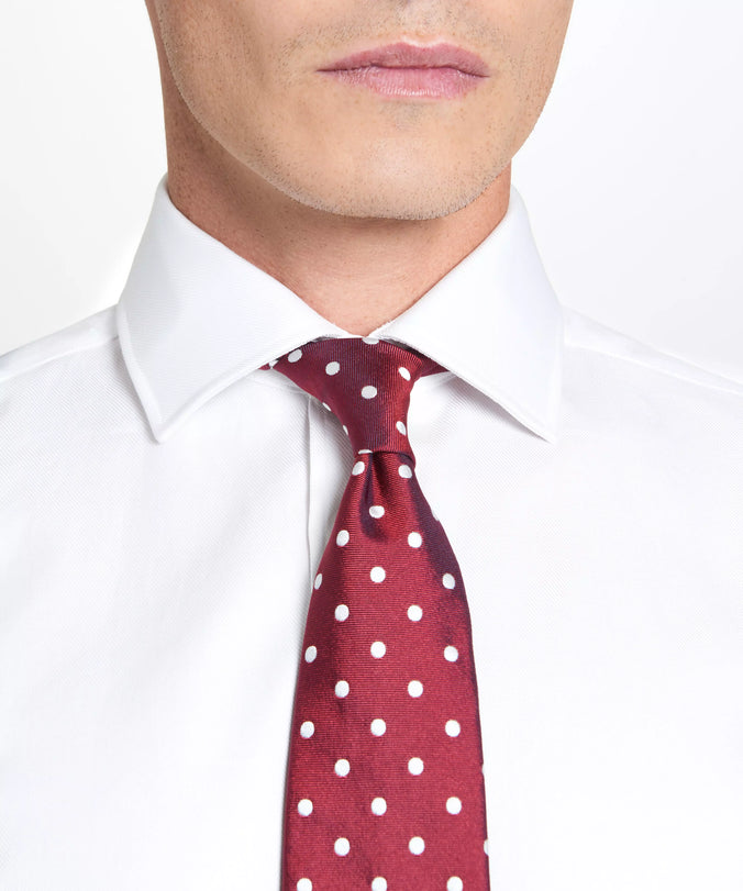 Red & White Polka Dot Silk Woven Tie