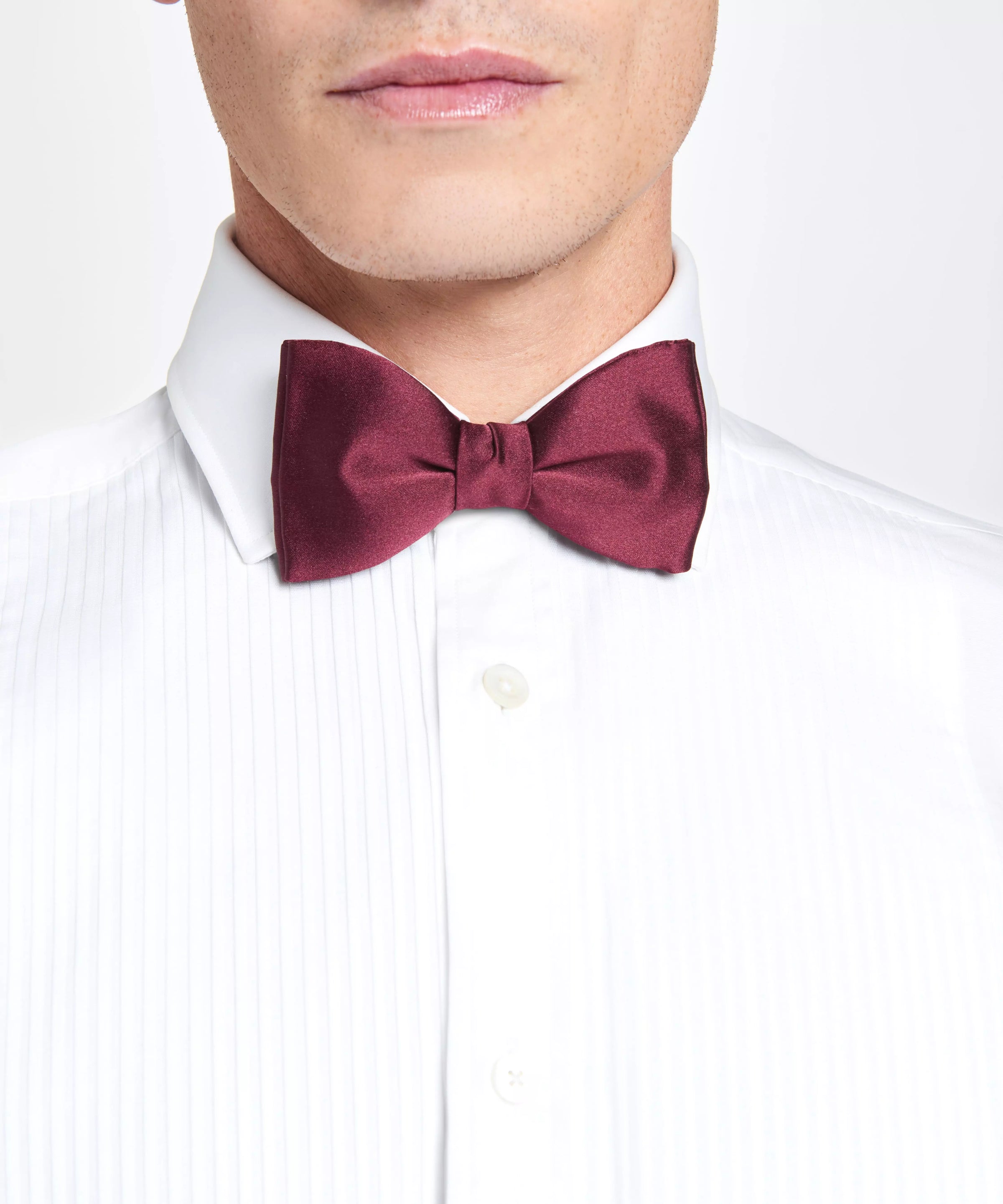 Burgundy Red Silk Satin Bow Tie – Thomas Pink