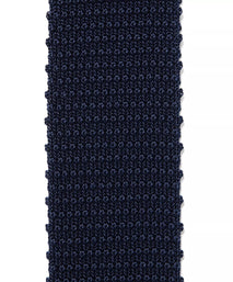 Navy Plain Knitted Silk Tie Square Tip