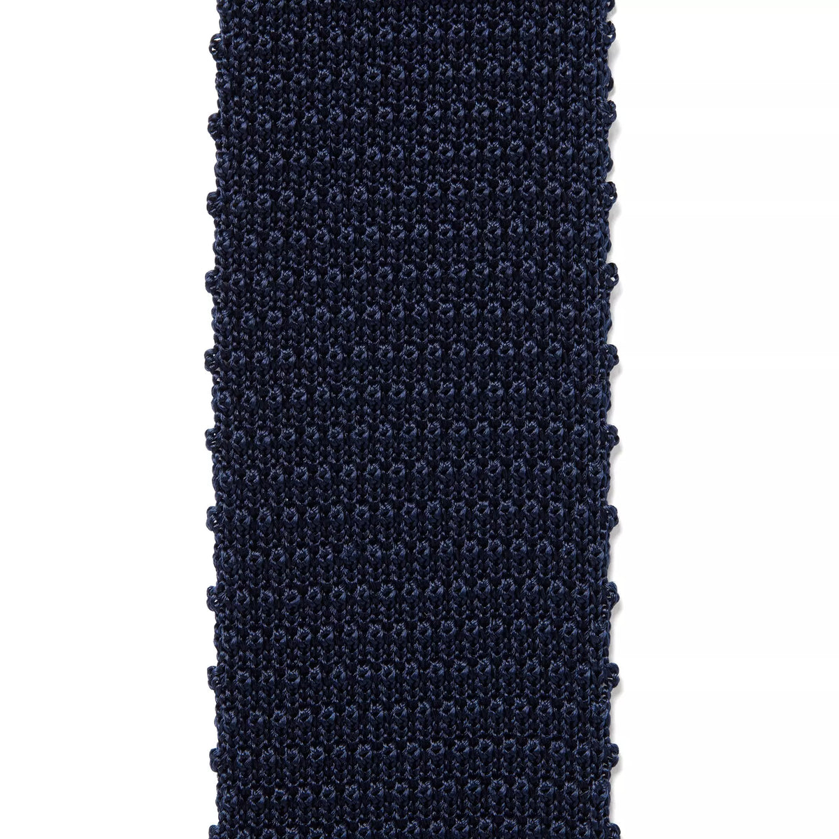 Navy Plain Knitted Silk Tie Square Tip