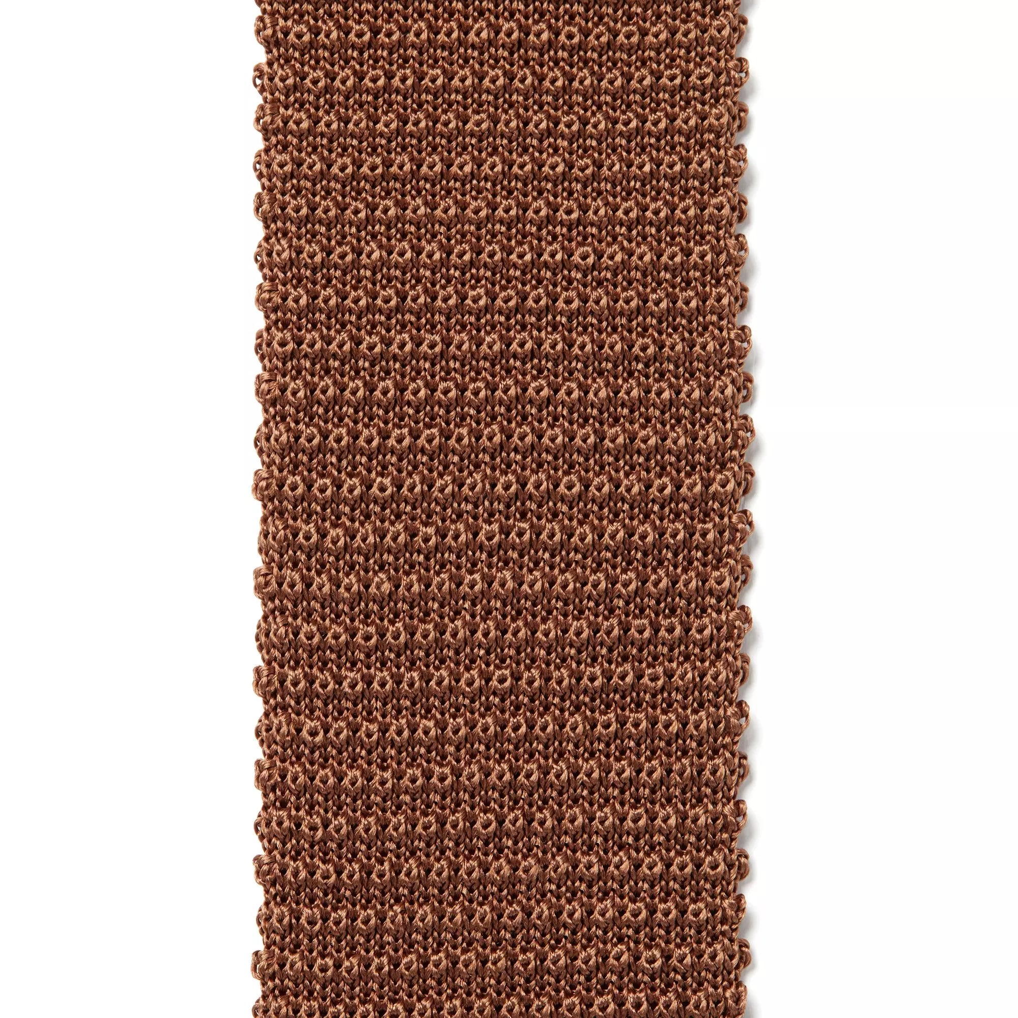 Neutral Plain Knitted Silk Tie Square Tip