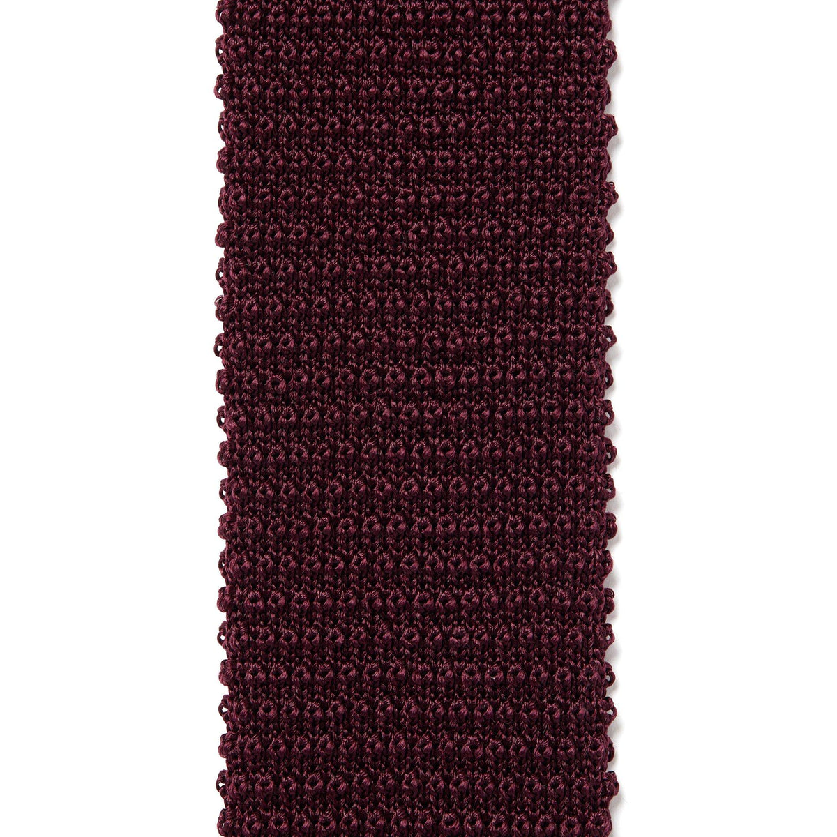 Burgundy Plain Knitted Silk Tie Square Tip