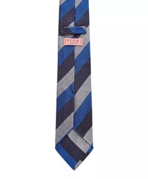 Navy Blue & Blue Textured Striped Silk Tie
