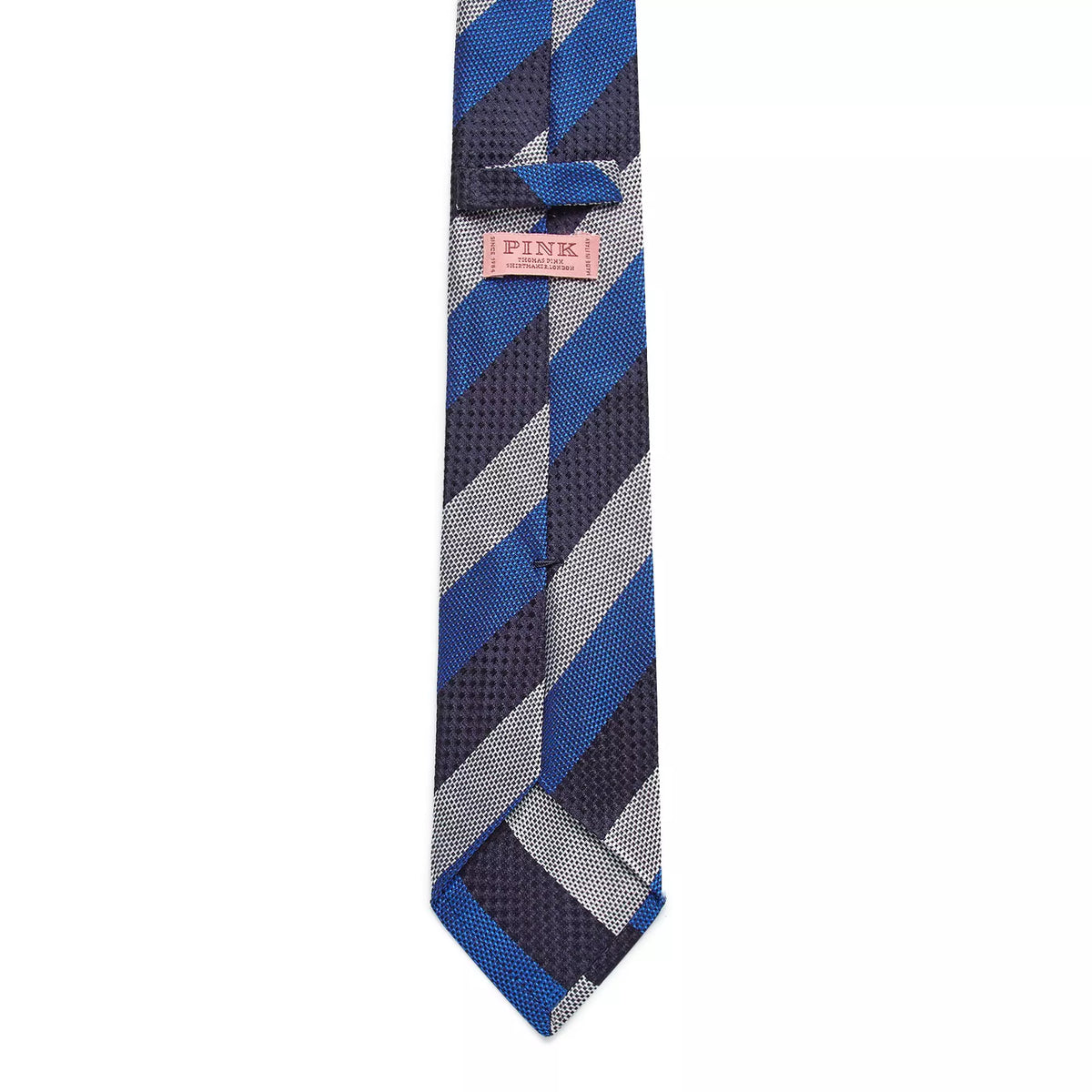 Navy Blue & Blue Textured Striped Silk Tie