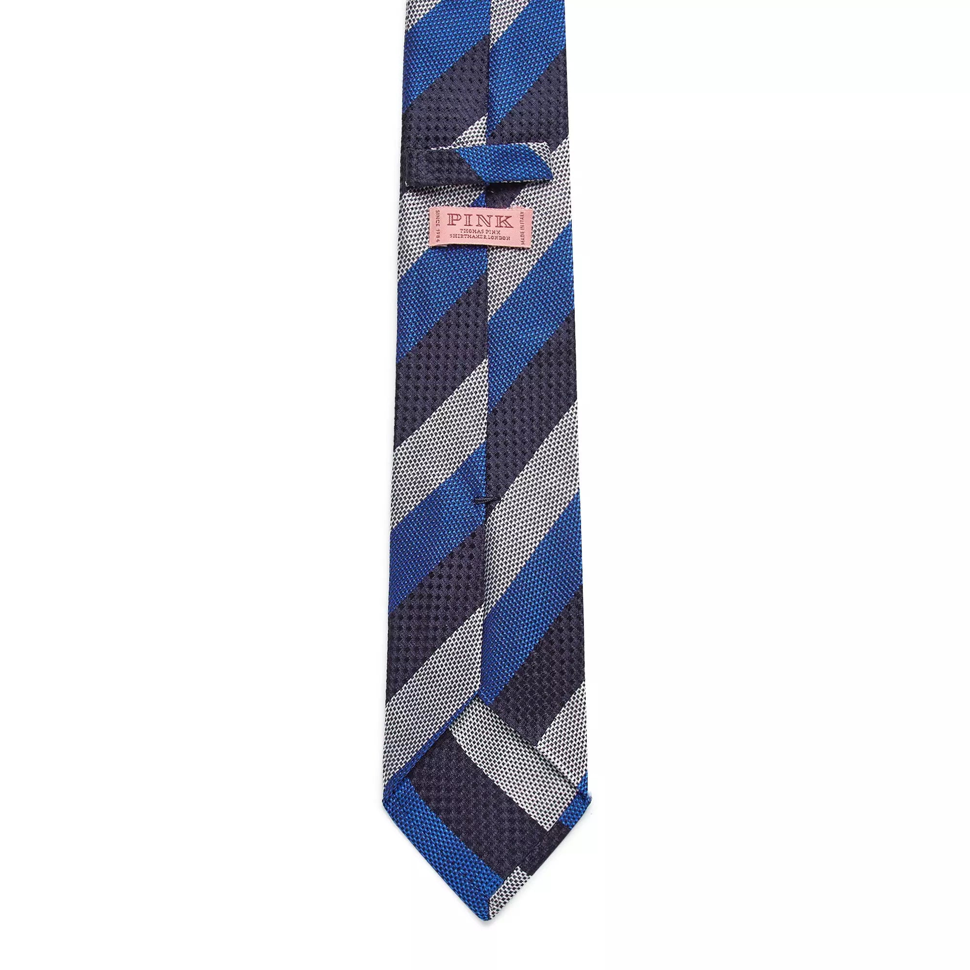 Navy Blue & Blue Textured Striped Silk Tie