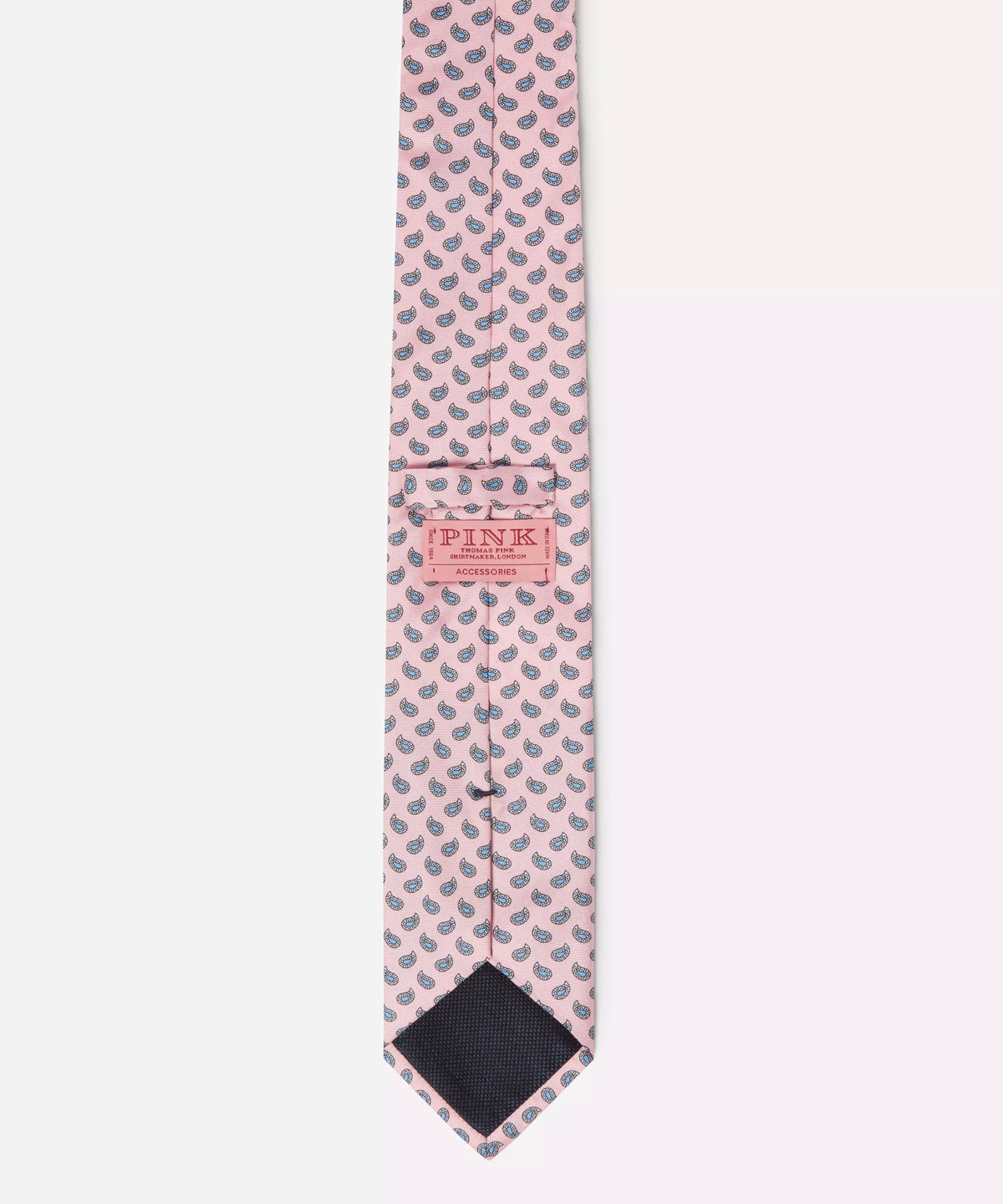 Pale Pink & Blue Small Paisley Motif Silk Printed Tie