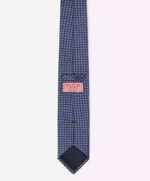 Blue & Red Small Biscuit Motif Silk Printed Tie