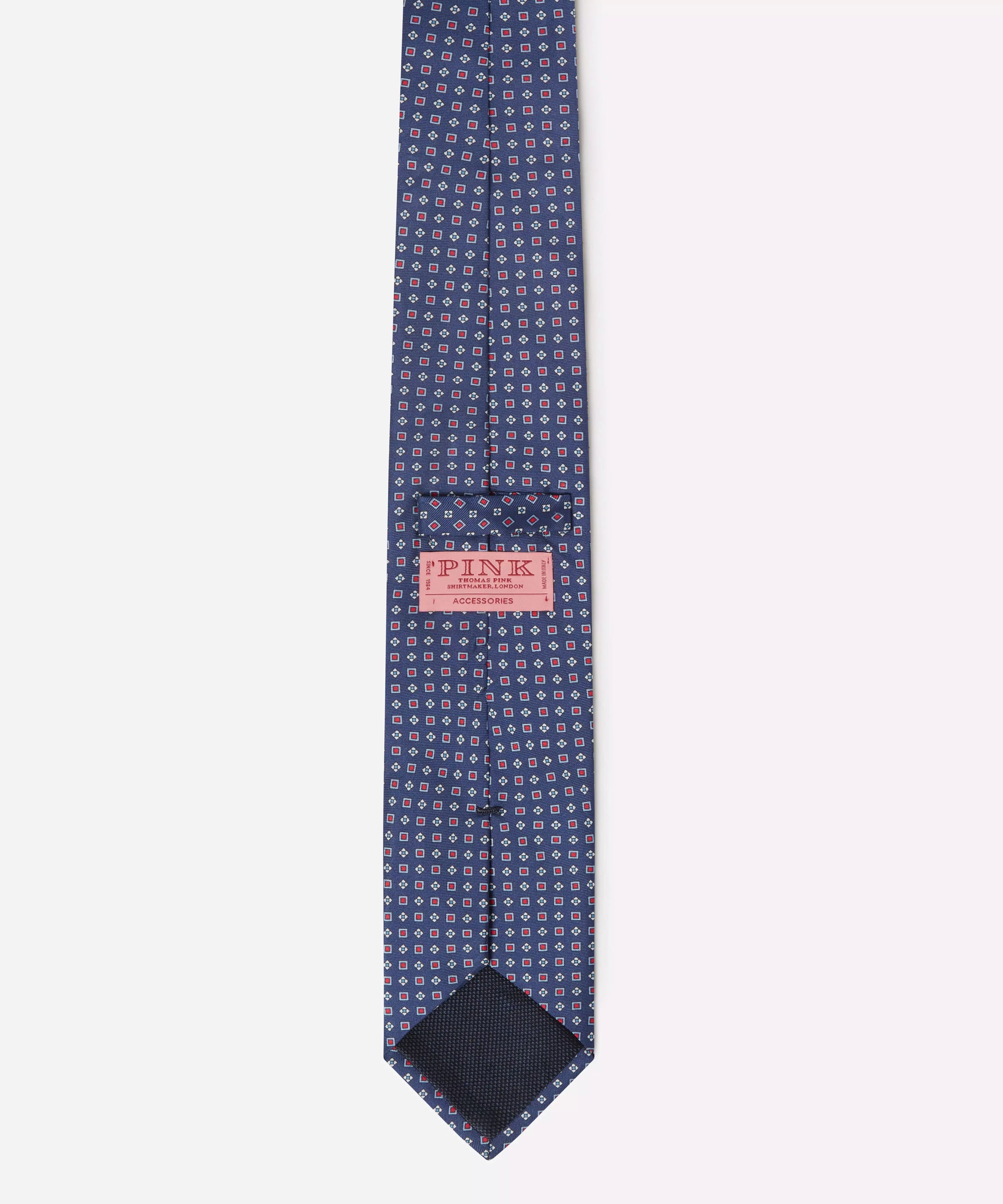 Blue & Red Small Biscuit Motif Silk Printed Tie