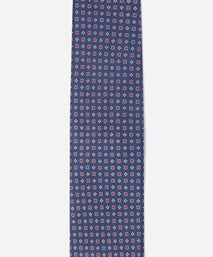 Blue & Red Small Biscuit Motif Silk Printed Tie