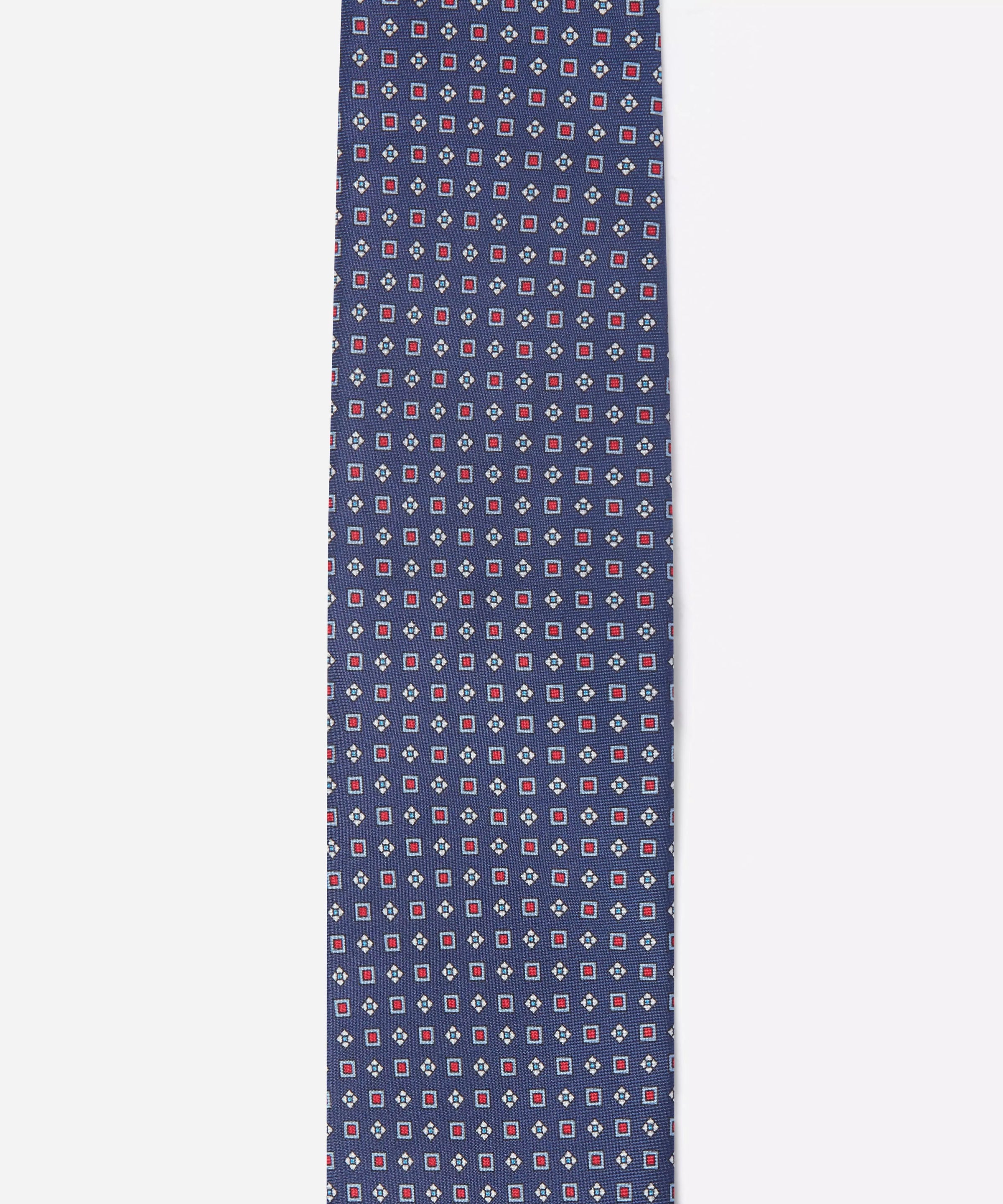 Blue & Red Small Biscuit Motif Silk Printed Tie