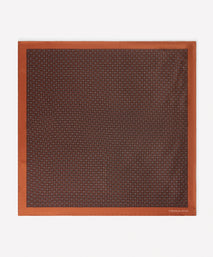 Deep Orange & White Four Dot Floral Motif Pocket Square