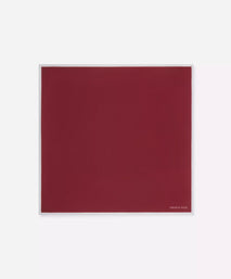 Burgundy Red & Neutral Silk Twill Woven Pocket Square