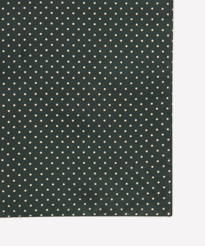 Green & Neutral Polka Dot Silk Pocket Square