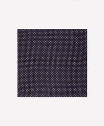 Navy & Neutral Polka Dot Silk Pocket Square