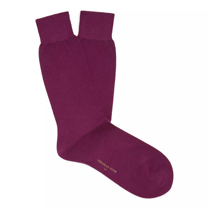 Plum Mid Length Fine Merino Wool Socks