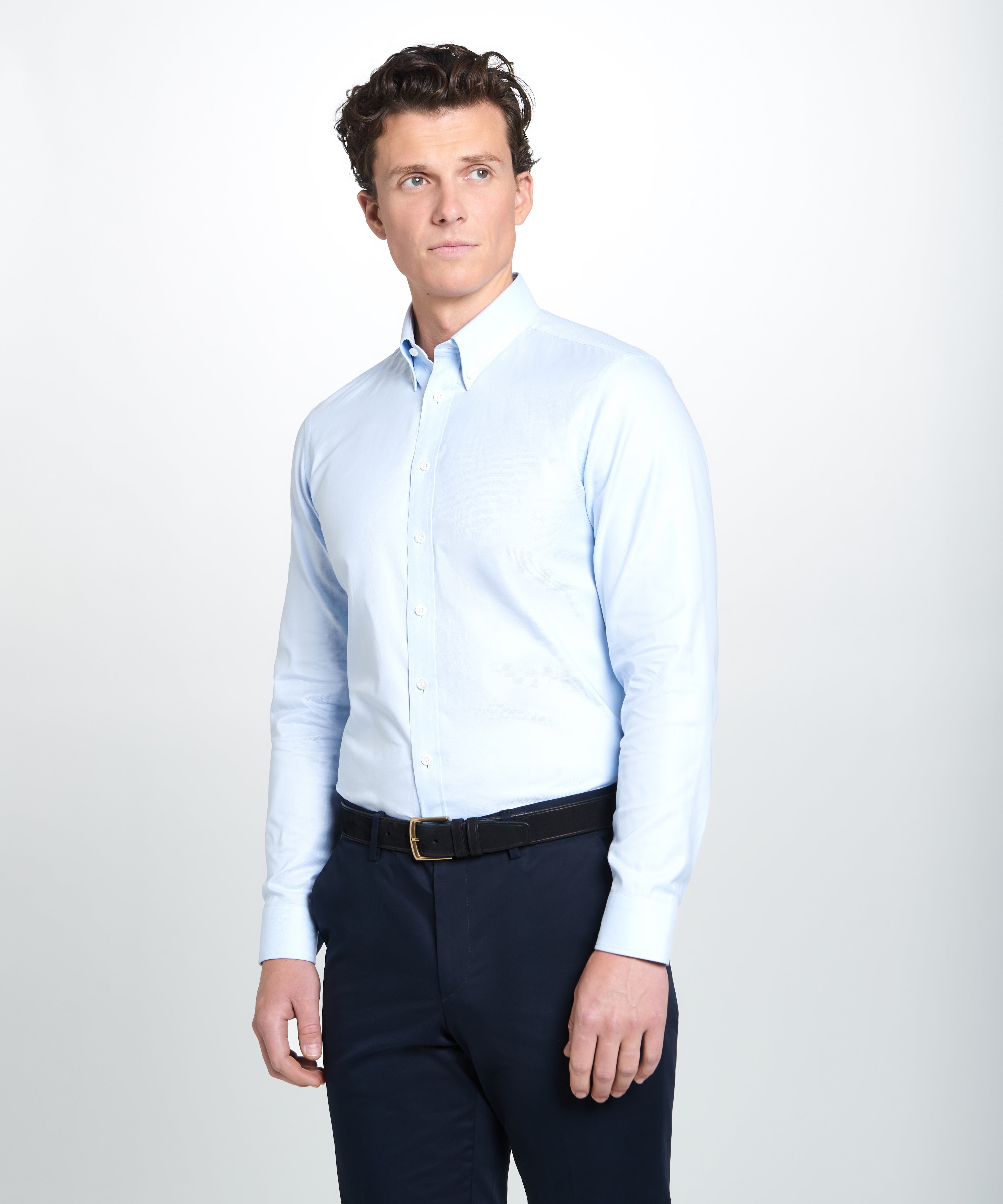 Pale Blue Classic Fit Smart Casual Button Down Weekend Oxford
