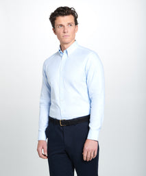 Pale Blue Tailored Fit Business Casual Button Down Weekend Oxford Shirt