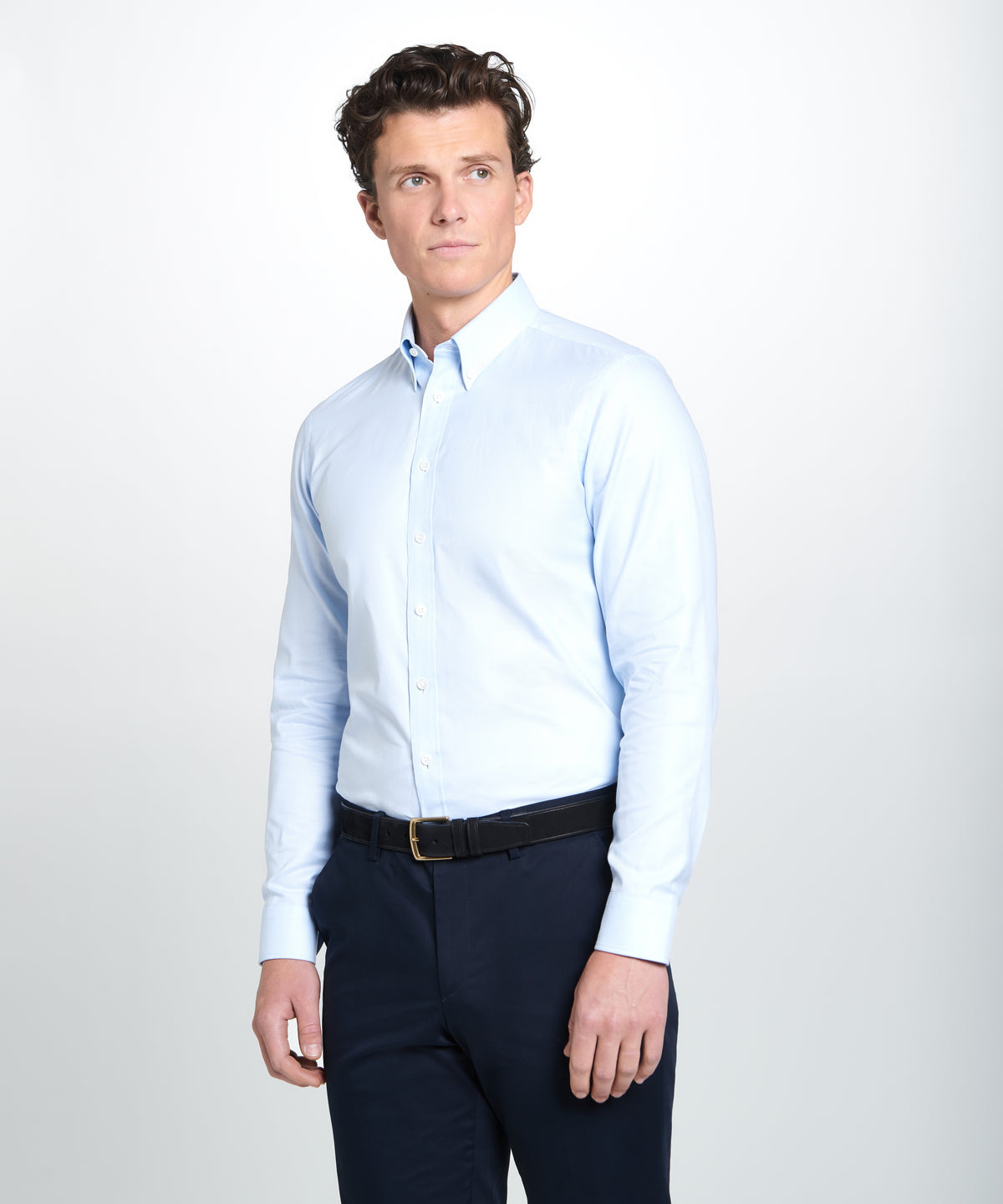 Pale Blue Tailored Fit Business Casual Button Down Weekend Oxford Shirt