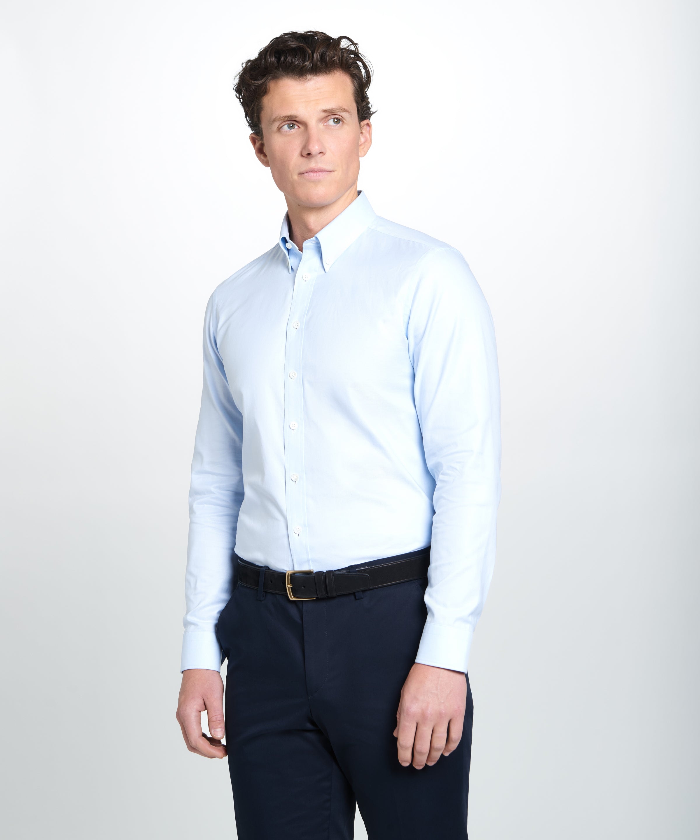 Pale Blue Tailored Fit Business Casual Button Down Weekend Oxford Shirt
