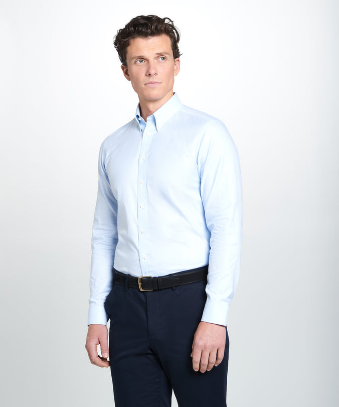 Pale Blue Tailored Fit Business Casual Button Down Weekend Oxford Shirt