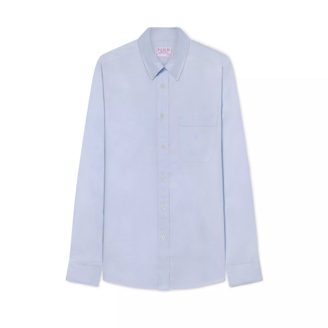 Pale Blue Tailored Fit Business Casual Button Down Weekend Oxford Shirt