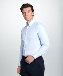 Pale Blue Tailored Fit Business Casual Button Down Weekend Oxford Shirt