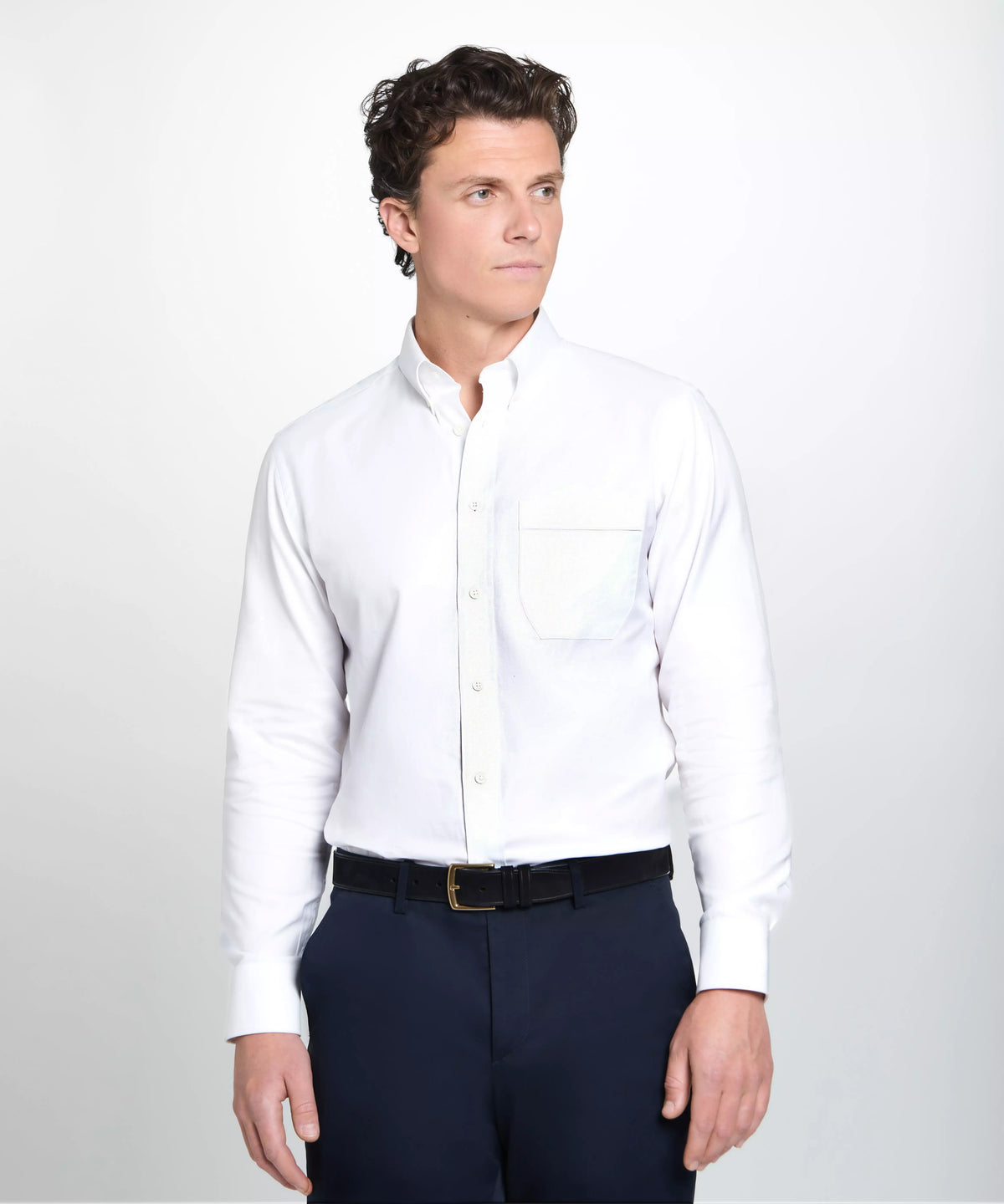 White Tailored Fit Business Casual Button Down Weekend Oxford Shirt