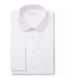 White Slim Fit French Cuff Royal Oxford Dress Shirt