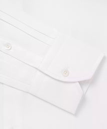 White Slim Fit Twill Herringbone Dress Shirt