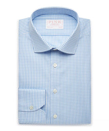 Pale Blue & White Slim Fit Core Poplin Gingham Dress Shirt