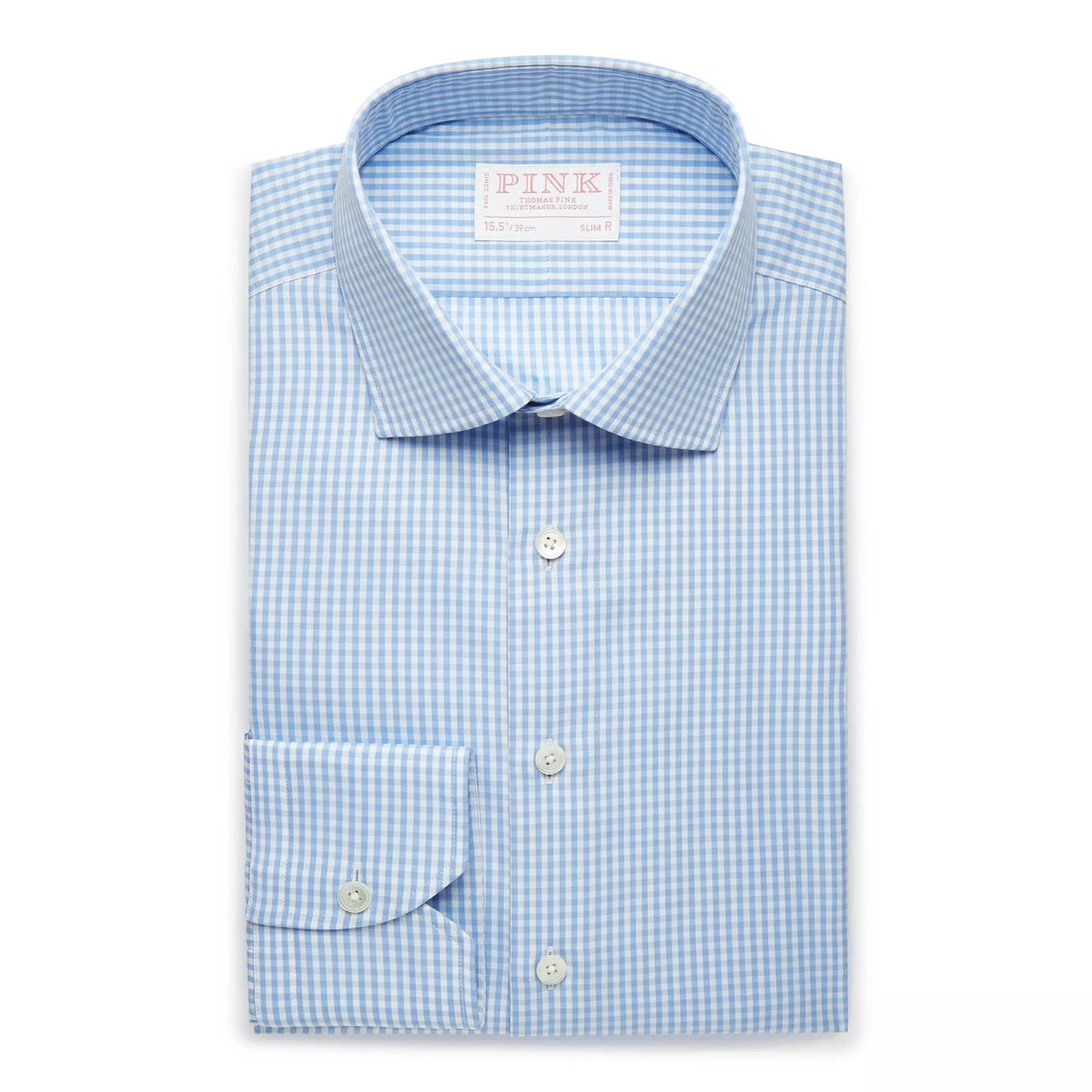 Pale Blue & White Slim Fit Core Poplin Gingham Dress Shirt