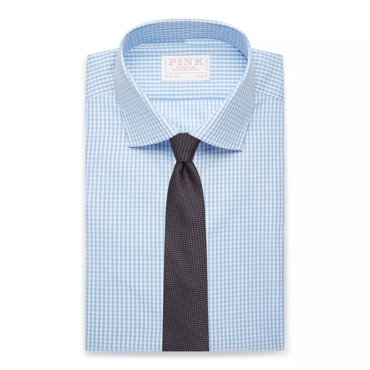 Pale Blue & White Slim Fit Core Poplin Gingham Dress Shirt