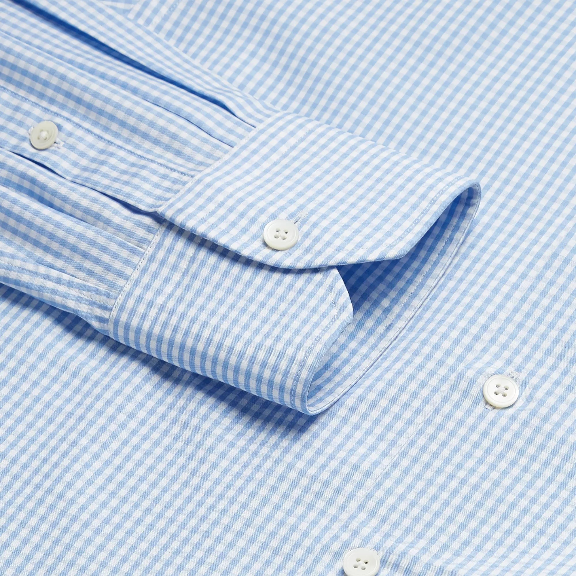 Pale Blue & White Slim Fit Core Poplin Gingham Dress Shirt