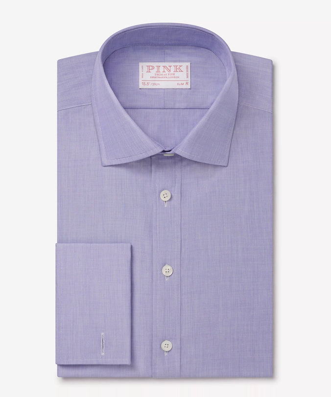 Blue Slim Fit Double Cuff End on End Formal Shirt