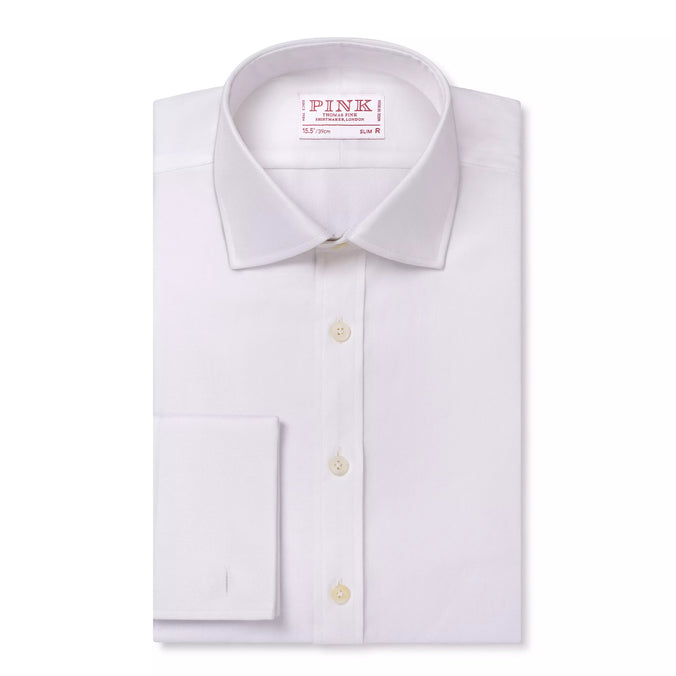 White Slim Fit French Cuff Royal Twill Dress Shirt