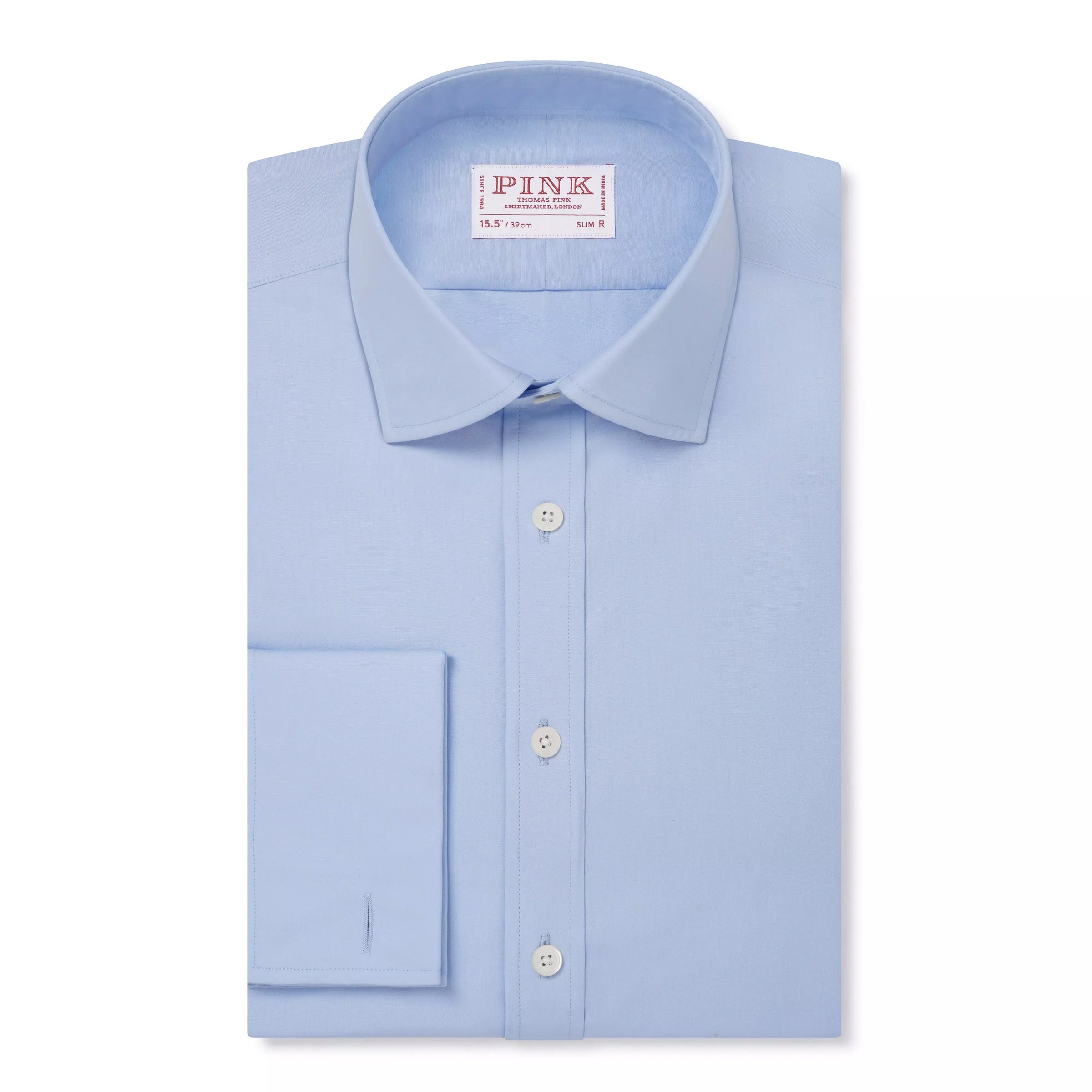 Pale Blue Slim Fit French Cuff Poplin Dress Shirt